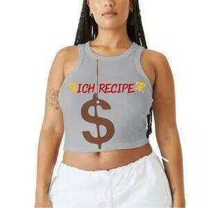 Gray Crop Top with Dollar Sign